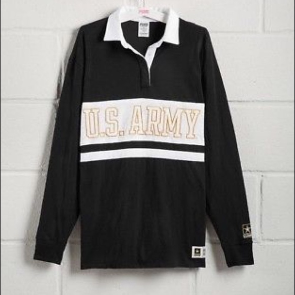 ❌SOLD❌ NWT🇺🇸VS PINK NATION 🇺🇸Army Rugby Shirt*Limited edition* (small)